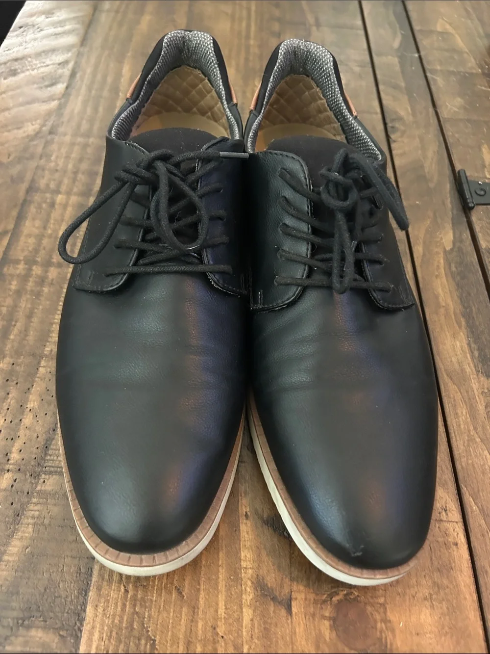 Dr. Scholl's Black Lace-Up Derby Shoes with Tan Trim